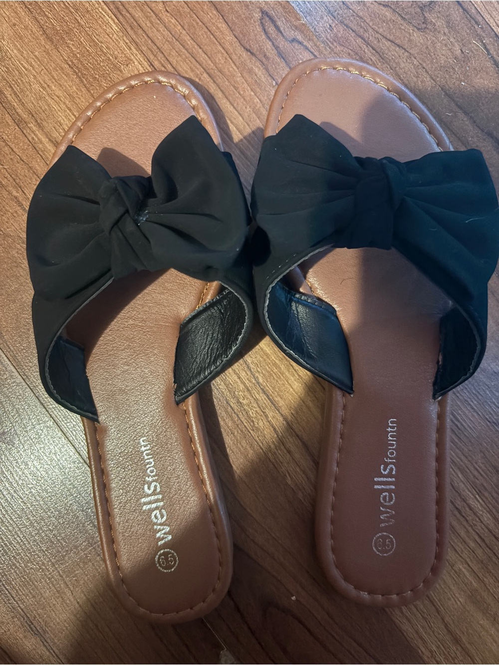 Black Bow Slide Sandals for Women